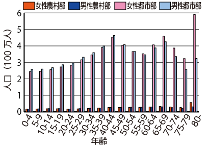 図２　日本の年齢性別人口分布