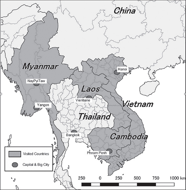 図１　調査対象国（濃い色）